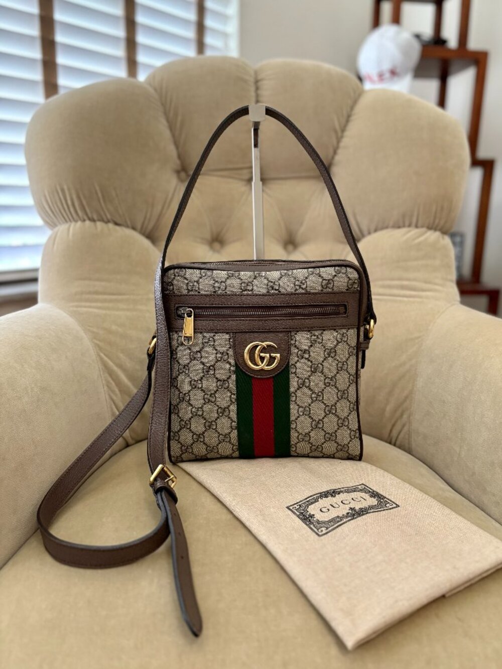 Auth GUCCI Iconic Ophidia  Mono Web Coated Canvas 547920 Messenger Bag